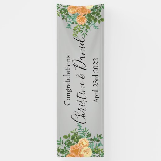 Peach Gray Wedding  Floral Spandoek (Verticaal)