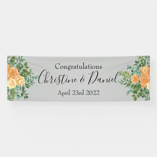 Peach Gray Wedding  Floral Spandoek (Horizontaal)
