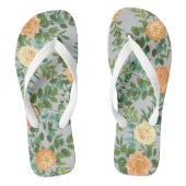 Peach Gray Wedding  Floral Teenslippers (Voetbed)