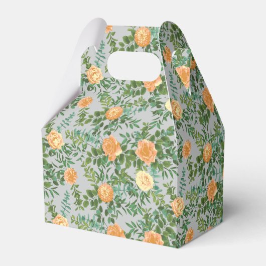 Peach Gray Wedding Spring Floral Bedankdoosjes (Achterkant)