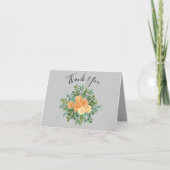 Peach Gray Wedding Spring Floral Bedankkaart (Voorkant)