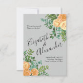 Peach Gray Wedding Spring Floral Kaart (Voorkant)