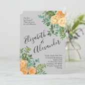 Peach Gray Wedding Spring Floral Kaart (Staand voorkant)