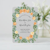 Peach Gray Wedding Spring Floral Kaart (Staand voorkant)