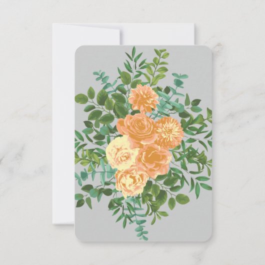 Peach Gray Wedding Spring Floral Kaart (Achterkant)