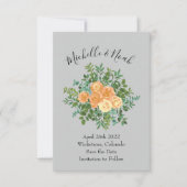 Peach Gray Wedding Spring Floral Kaart (Voorkant)