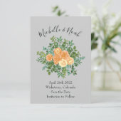 Peach Gray Wedding Spring Floral Kaart (Staand voorkant)