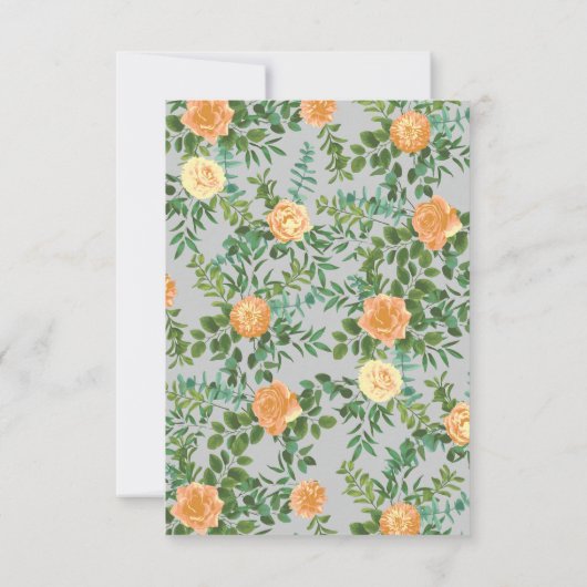 Peach Gray Wedding Spring Floral Kaart (Achterkant)