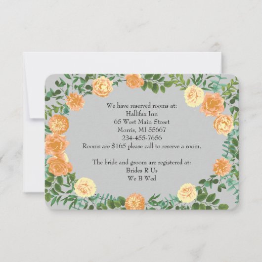Peach Gray Wedding Spring Floral Kaart (Voorkant)