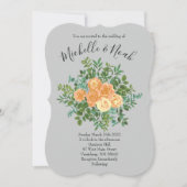 Peach Gray Wedding Spring Floral Kaart (Voorkant)