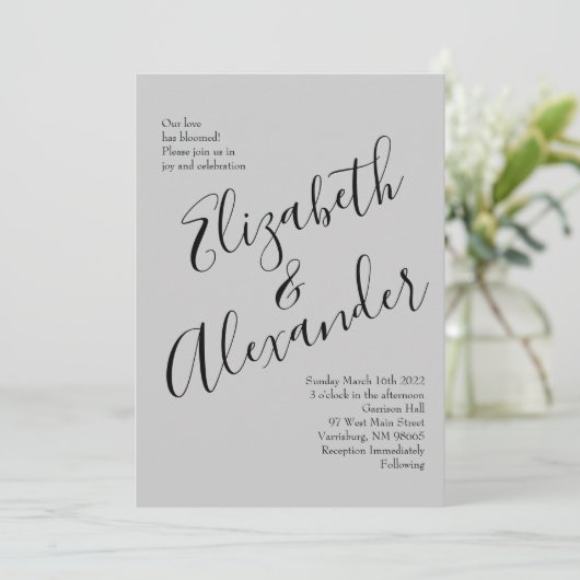 Peach Gray Wedding Spring Floral Kaart (Staand voorkant)