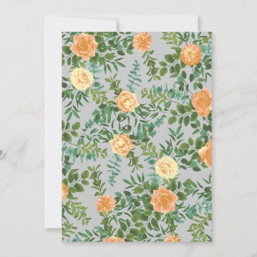 Peach Gray Wedding Spring Floral Kaart (Achterkant)