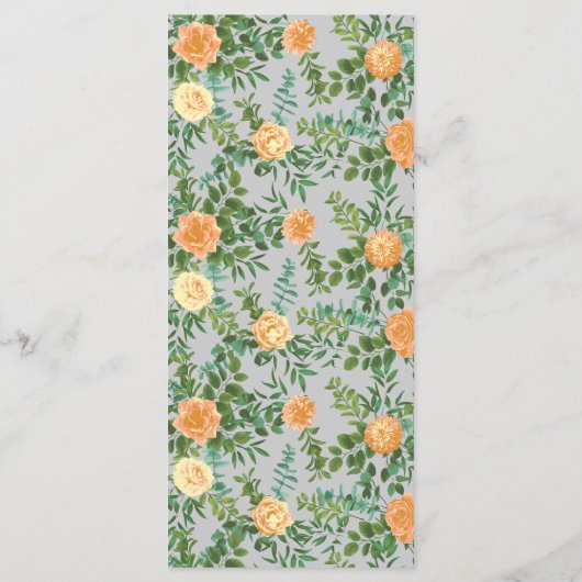 Peach Gray Wedding Spring Floral Menu (Achterkant)