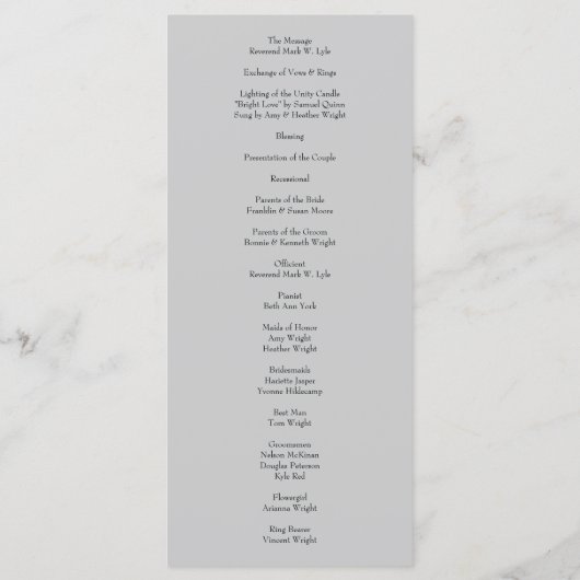 Peach Gray Wedding Spring Floral Menu (Achterkant)