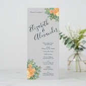 Peach Gray Wedding Spring Floral Menu (Staand voorkant)