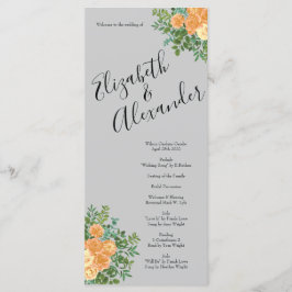 Peach Gray Wedding Spring Floral Menu