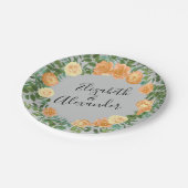 Peach Gray Wedding Spring Floral Papieren Bordje (Gekanteld)