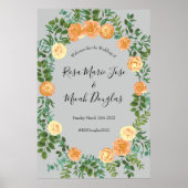 Peach Gray Wedding Spring Floral Poster (Voorkant)