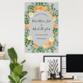 Peach Gray Wedding Spring Floral Poster (Thuiskantoor)