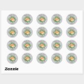 Peach Gray Wedding Spring Floral Ronde Sticker (Vel)
