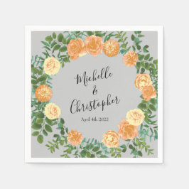 Peach Gray Wedding Spring Floral Servet