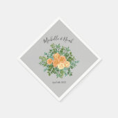 Peach Gray Wedding Spring Floral Servet (Hoek)
