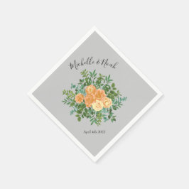 Peach Gray Wedding Spring Floral Servet