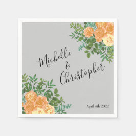Peach Gray Wedding Spring Floral Servet