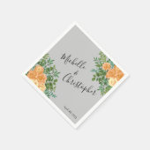 Peach Gray Wedding Spring Floral Servet (Hoek)