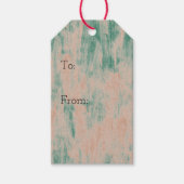 Peach Green Abstract Sneeuwvlokken Kerst Cadeaulabel (Voorkant)