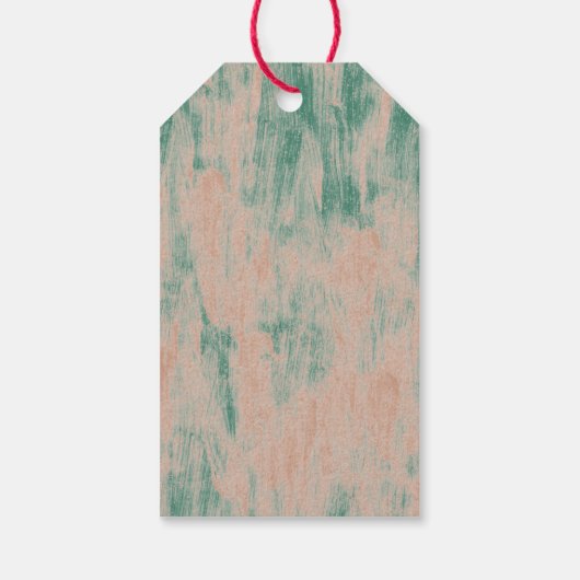 Peach Green Abstract Sneeuwvlokken Kerst Cadeaulabel (Achterkant)