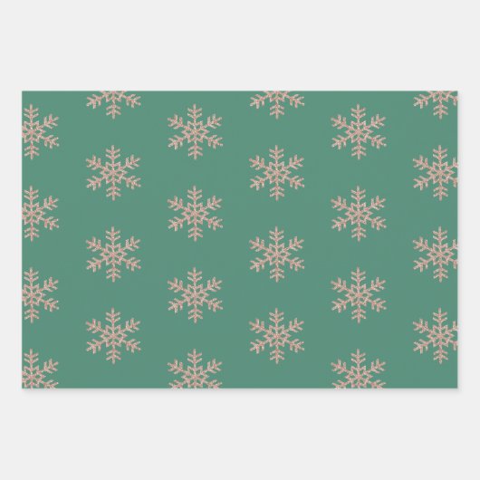 Peach Green Abstract Sneeuwvlokken Kerst Inpakpapier Vel (Voorkant 3)