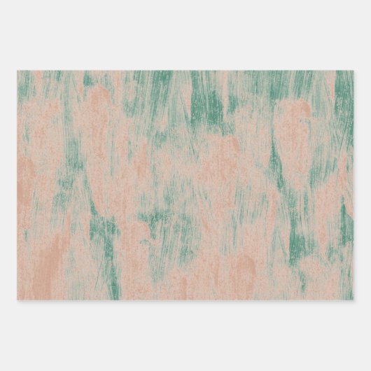 Peach Green Abstract Sneeuwvlokken Kerst Inpakpapier Vel (Voorkant 2)