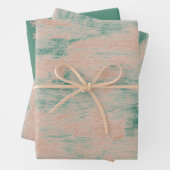 Peach Green Abstract Sneeuwvlokken Kerst Inpakpapier Vel (In situ)