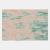Peach Green Abstract Sneeuwvlokken Kerst Inpakpapier Vel (Voorkant)