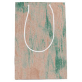 Peach Green Abstract Sneeuwvlokken Kerst Medium Cadeauzakje (Voorkant)