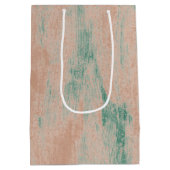 Peach Green Abstract Sneeuwvlokken Kerst Medium Cadeauzakje (Achterkant)