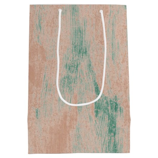 Peach Green Abstract Sneeuwvlokken Kerst Medium Cadeauzakje (Achterkant)