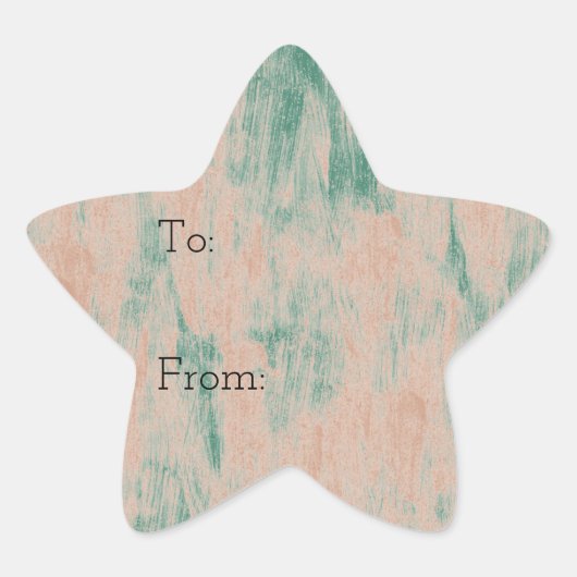 Peach Green Abstract Sneeuwvlokken Kerst Ster Sticker (Voorkant)