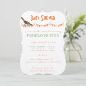 Peach Green Bunting Bird Baby shower Kaart (Staand voorkant)