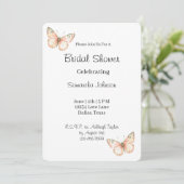 Peach Green Butterflies Floral Bridal Shower   Kaart (Staand voorkant)