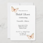 Peach Green Butterflies Floral Bridal Shower   Kaart (Voorkant)