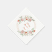 Peach Green Floral Elegant Happy Moederdag Servet (Hoek)