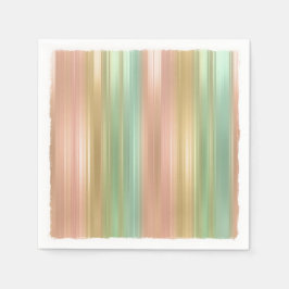 Peach Green Gold Colored Stripes Servetten