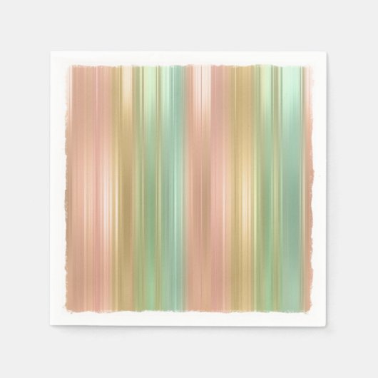 Peach Green Gold Colored Stripes Servetten (Voorkant)