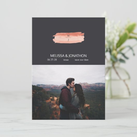 Peach Green Navy Pastel add Afbeelding Save the Da Save The Date (Staand voorkant)