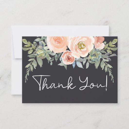 Peach Green Navy Pastel Floral Bedankkaart (Voorkant)