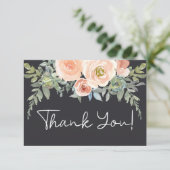Peach Green Navy Pastel Floral Bedankkaart (Staand voorkant)
