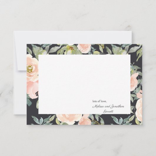 Peach Green Navy Pastel Floral Bedankkaart (Achterkant)