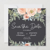 Peach Green Navy Pastel Floral Elegant Save The Date (Voorkant)